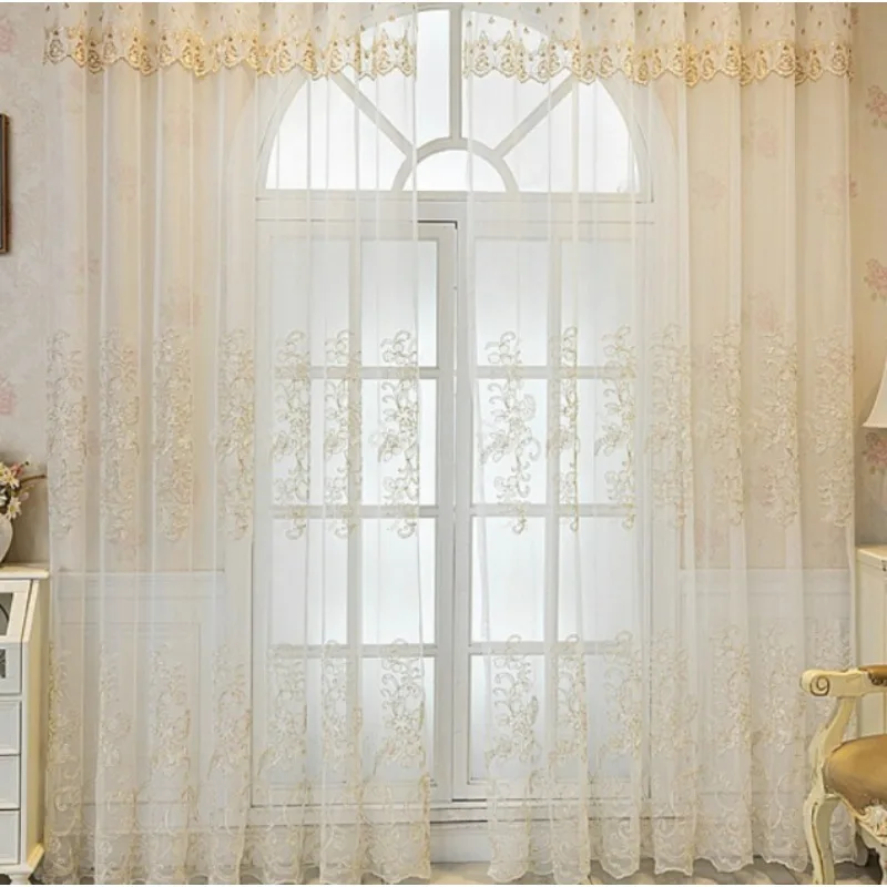 Embossed European Double-layer Embroidered Curtains with Blackout Fabric and Integrated Living Room, Bedroom, Balcony Curtains