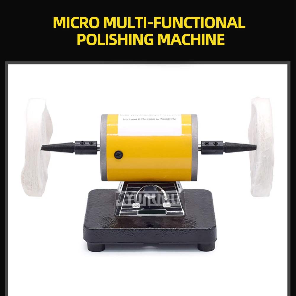 Micro Desktop Polishing Machine for Jewelry Metal Woodworking Polishing, Dual Wheel Adjustable Speed Polisher Sip-60