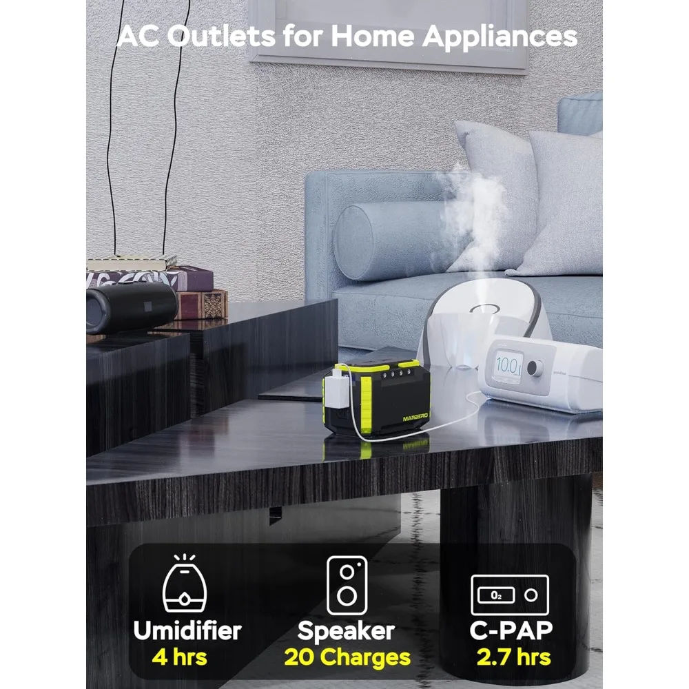 مولد طاقة شمسية محمول بقدرة 150 وات في الساعة للتخييم وشحن الكمبيوتر المحمول وبنك الطاقة مع مخرج تيار متردد، وذروة 110 فولت 150 وات، و4 منافذ USB