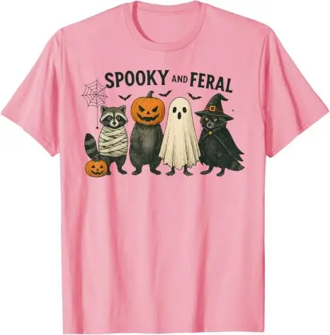 Gruseliges und wildes Halloween-Hexen-Waschbär-Geister-Mumien-Kostüm T-Shirt Y2k Trick or Treat Vintage Boo Hexen-Kürbis-Grafik-Bekleidung – Detail 13