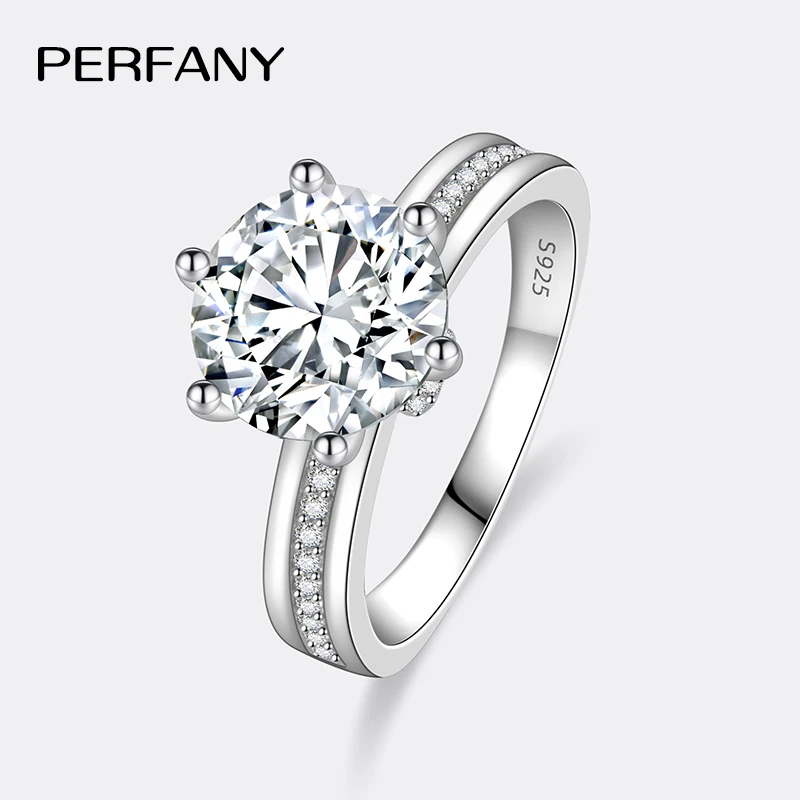 

PERMANY 3CT кольцо с муассанитом для женщин S925 обручальное кольцо из чистого серебра GRA сертифицированное лабораторное свадебное роскошное ювелирное изделие с бриллиантами