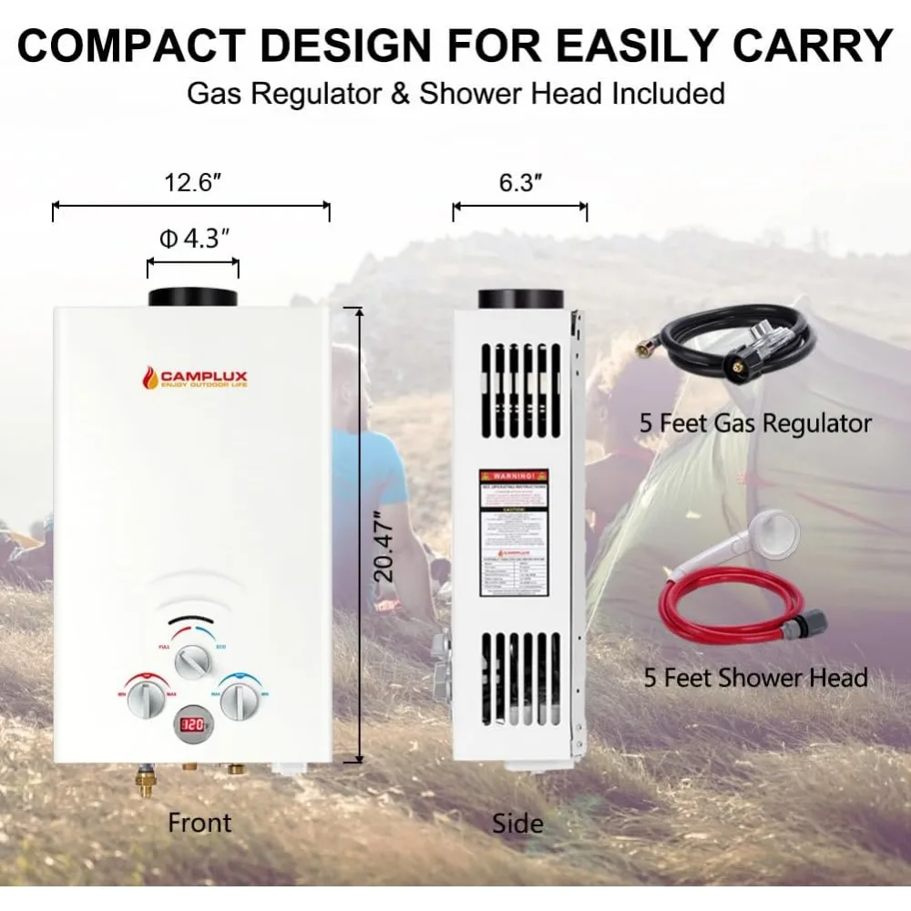 Портативный водонагреватель, Camplux BW211 наружные газовые водонагреватели без резервуара, пропановый душ, 2,11 GPM, белый