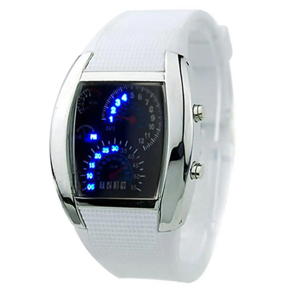 Montre-bracelet numérique à cadran à motif de tableau Prada pour hommes et femmes, montre-bracelet de sport LED, bracelet à maillons en acier inoxydable, horloge électronique masculine, Reloj zones bre