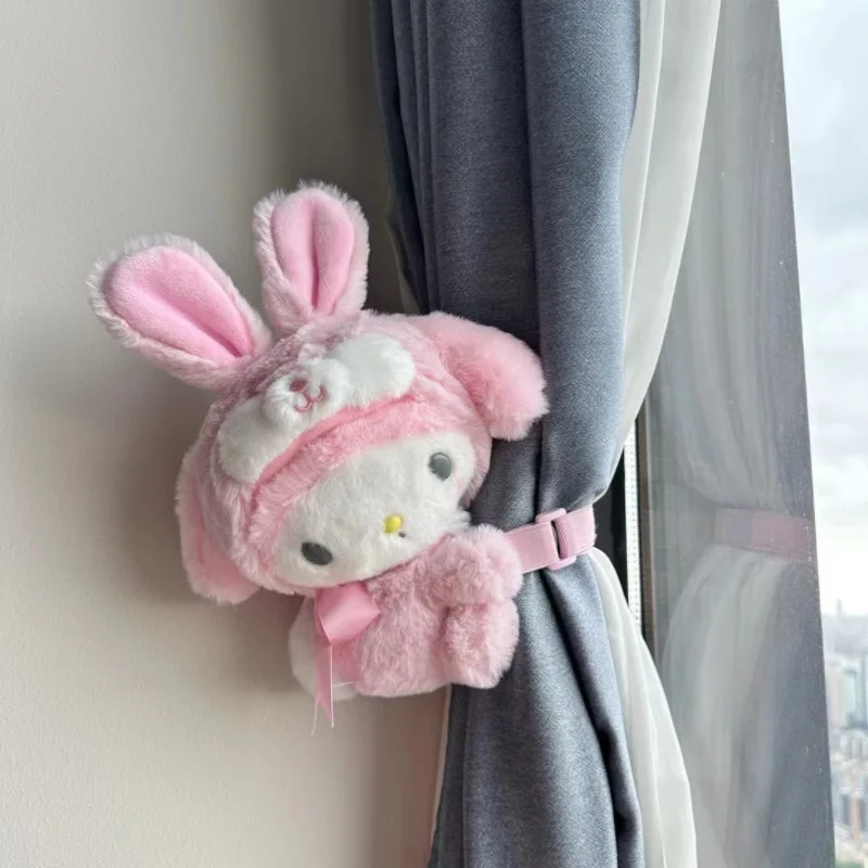 Creative Cartoon Sanrio Hello Kitty Curtain Buckle Melody Cinnamoroll Plush Toy Doll Curtain Arrangement With Bedroom Decoration