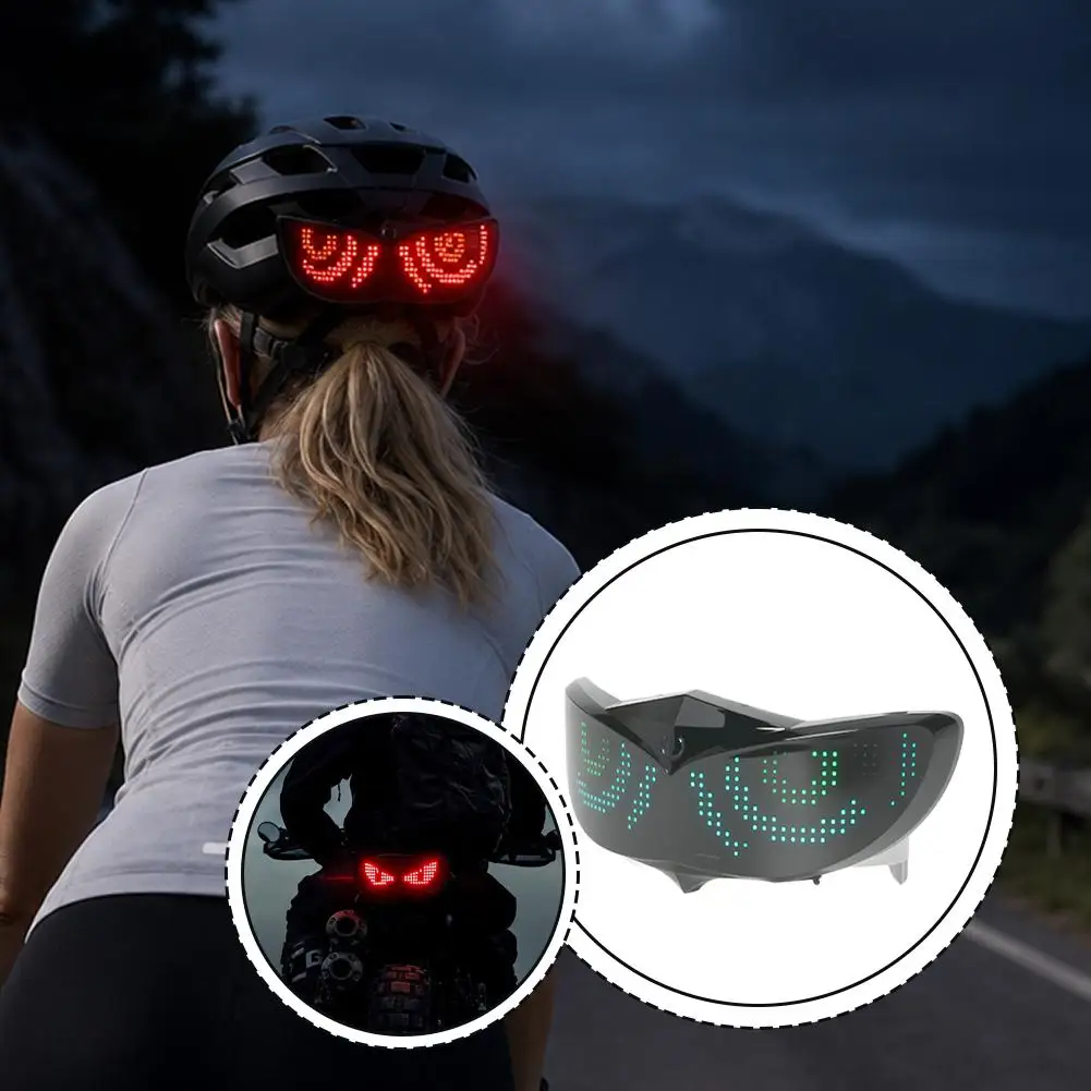LED Helmet Display Bicycle Motorcycle Helmet Tail Light Waterproof Safety Signal Warning Rear Lamp DIY LED RBG Screen Light