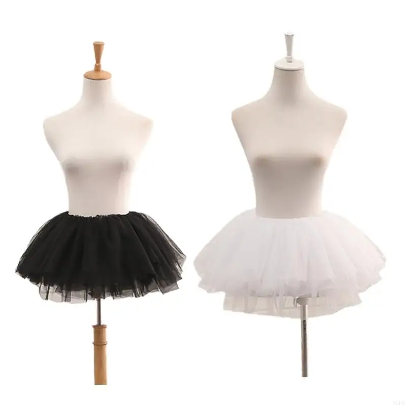 

N0HE Womens Short Ballet Dance Bubble Skirt Vintage Layered Pleated Petticoat