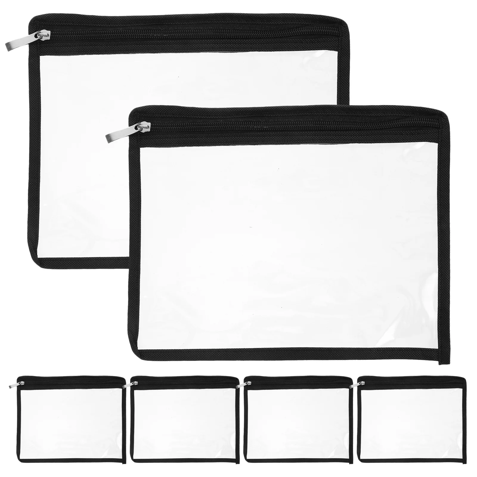 

6Pcs PVC Pencil Bag Clear Zipper Pouches Transparent Waterproof Storage for Stationery Documents Office School Travel