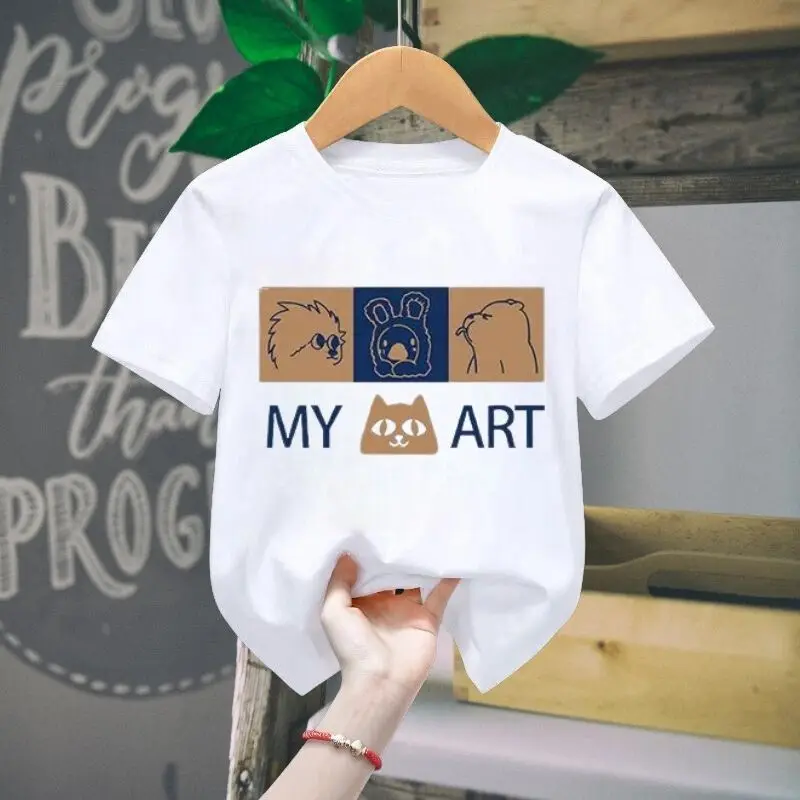 Summer Kid Soft Clothing T shirts Casual Sports Top Children Girls Cartoon T-shirt Stitch Pattern Boys' Cute Short sleeved