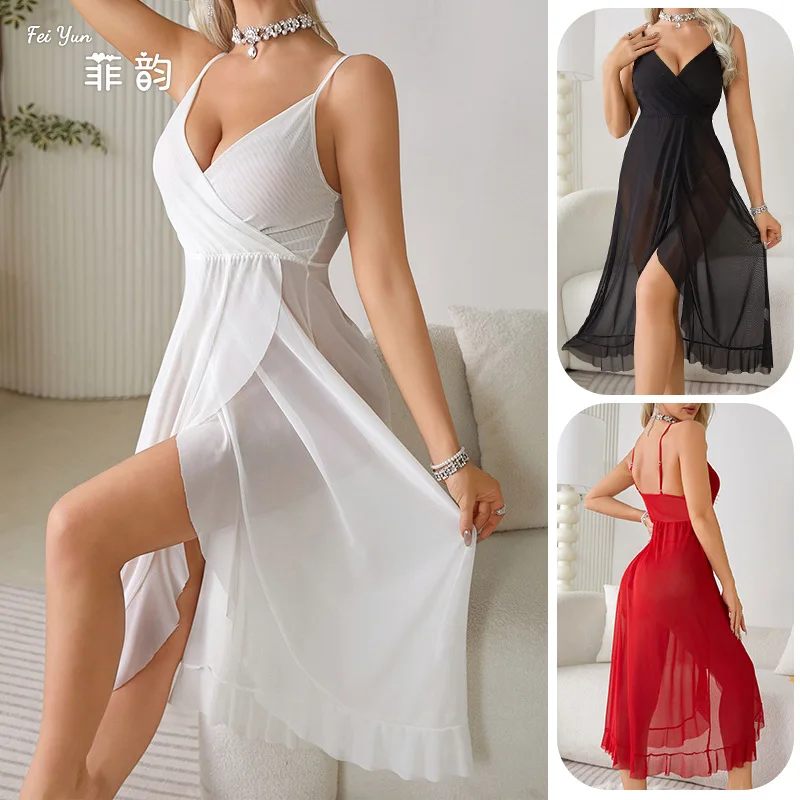 

Women'S Sexy Spaghetti Strap Sexy Lace Underwear Chiffon Mesh Nightdress Floral Lingerie Corset Sexy Lace Pajamas Evening Dress