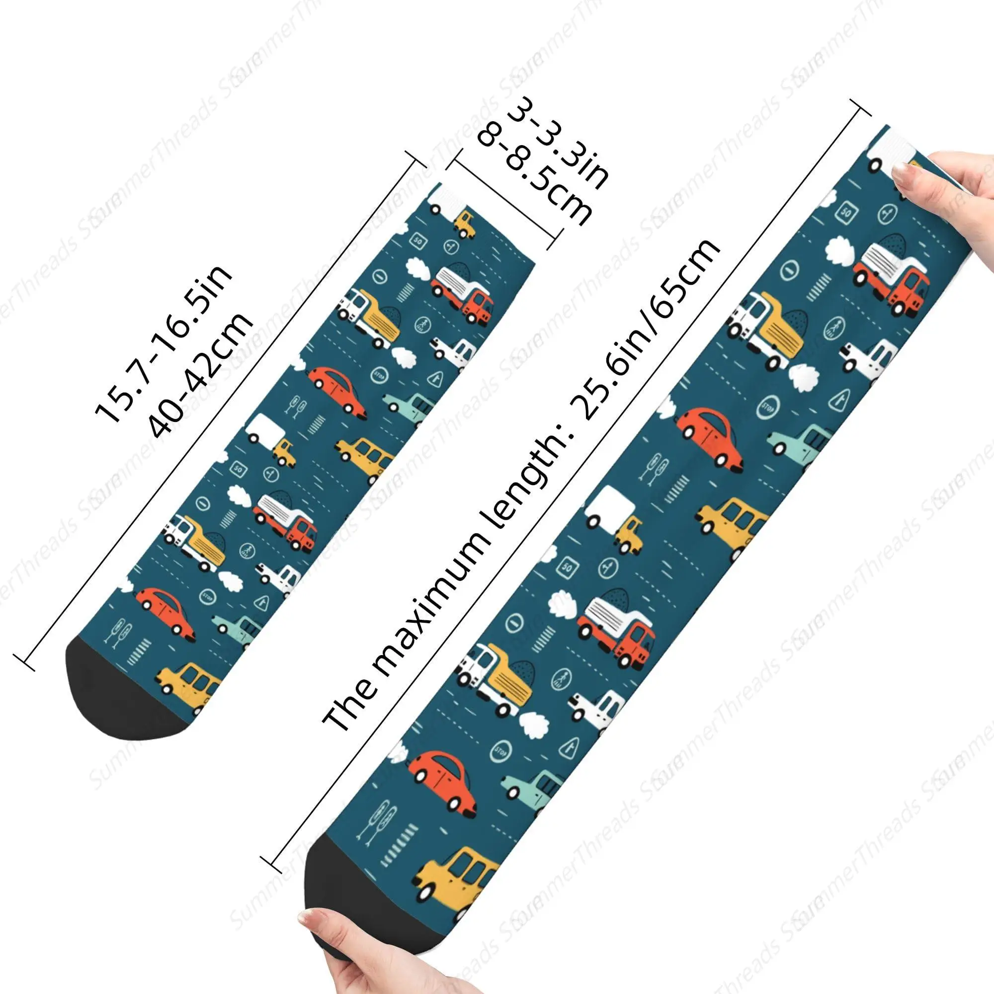 Casual Car Socks, Cartoon Transportations Funny Novelty Crew Socks Birthday Anniversary Christmas Gifts(15-16 Size)