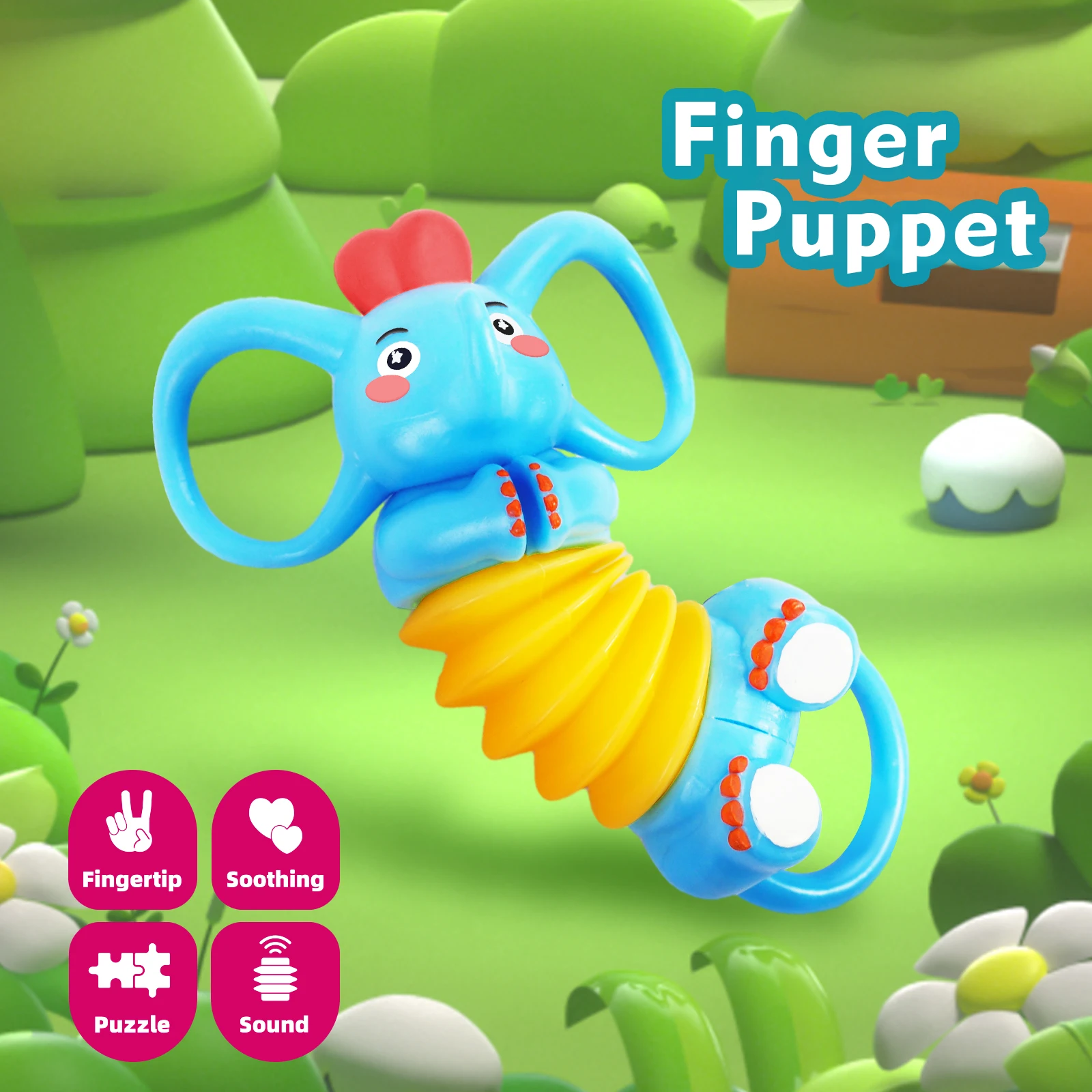 Marioneta de mano de tubo Pop para adultos, juguete de apretar, lindo elefante Kawai, sonido Vocal, TDAH, alivio del estrés, regalos