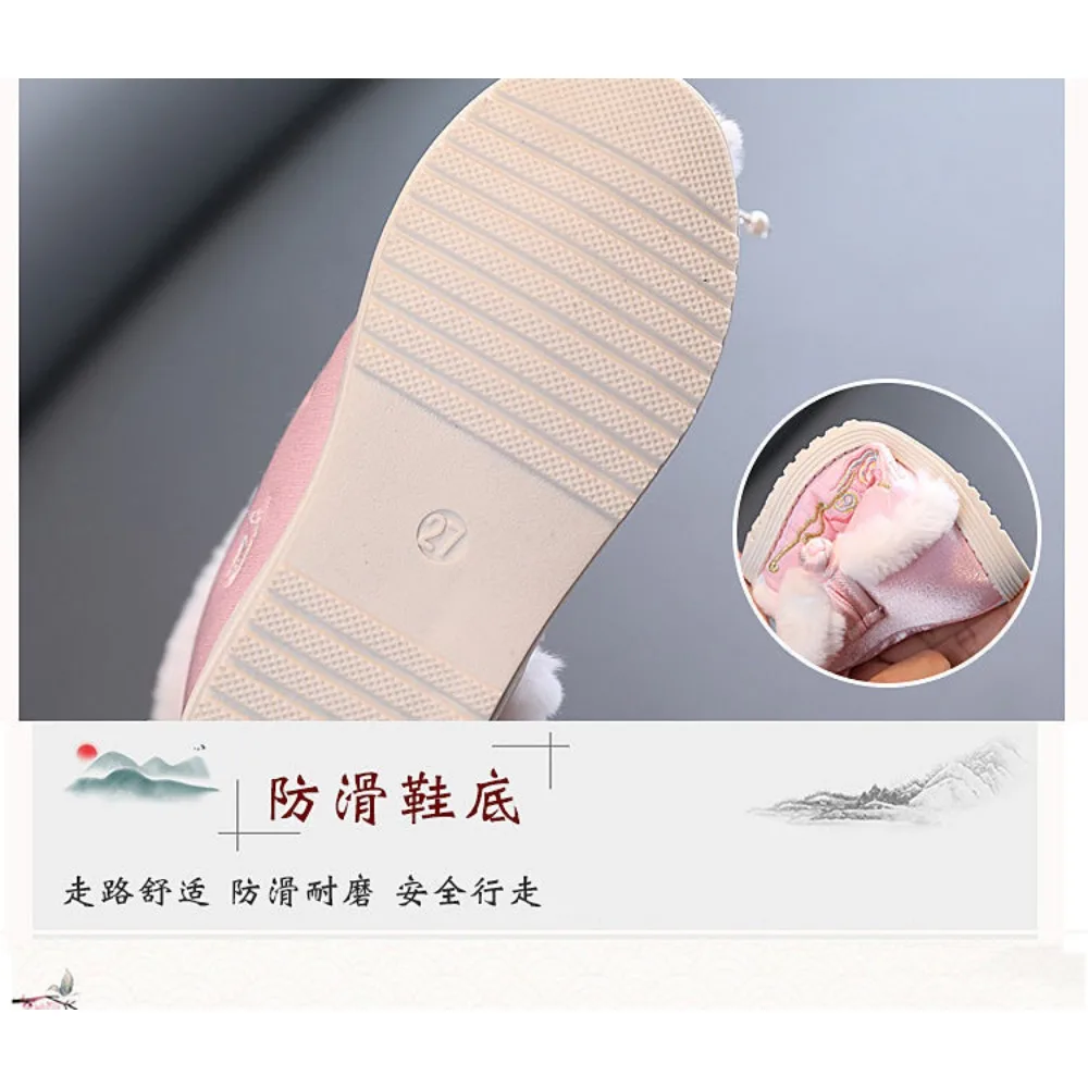 Bottes brodées pour filles, chaussures Hanfu pour enfants, bottes de neige de Style ethnique pour enfants, Vintage, décontractées, mode Cosplay féerique