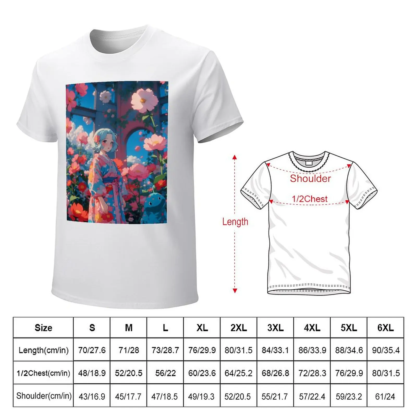 Anime Floral Kimono Girl T-shirt customs customizeds Blouse vintage mens graphic t-shirts anime