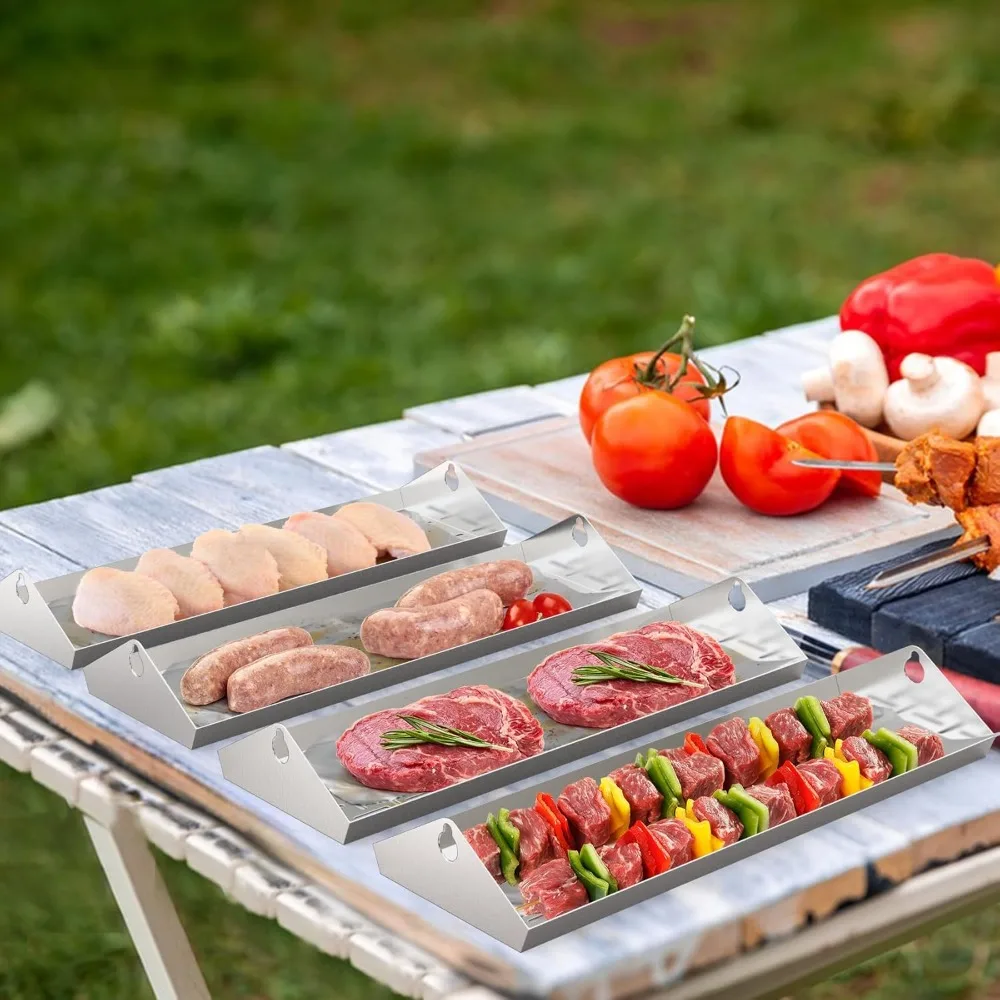 Stainless Steel BBQ Rotating Tray Rotisserie Basket for Most Grills, Fits for 3/8" & 5/16" Square, 1/2" & 3/8" Hexagon Spit Rods