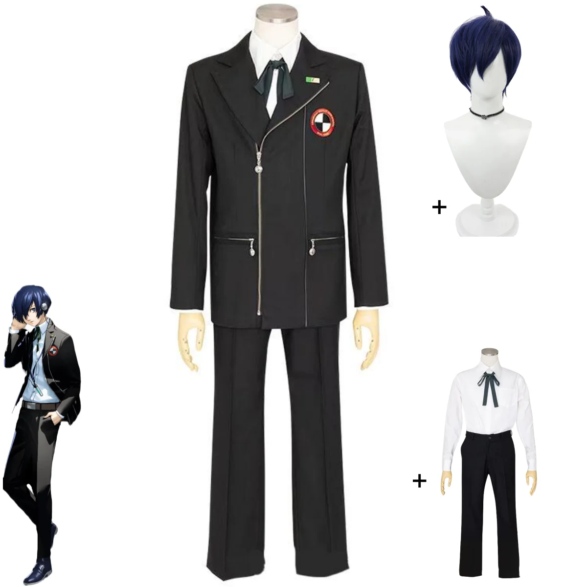 Anime Game PERSONA3 P3 Yuuki Makoto Cosplay Costume Japanese High School School Uniforms Wig Man Halloween Christmas Suit