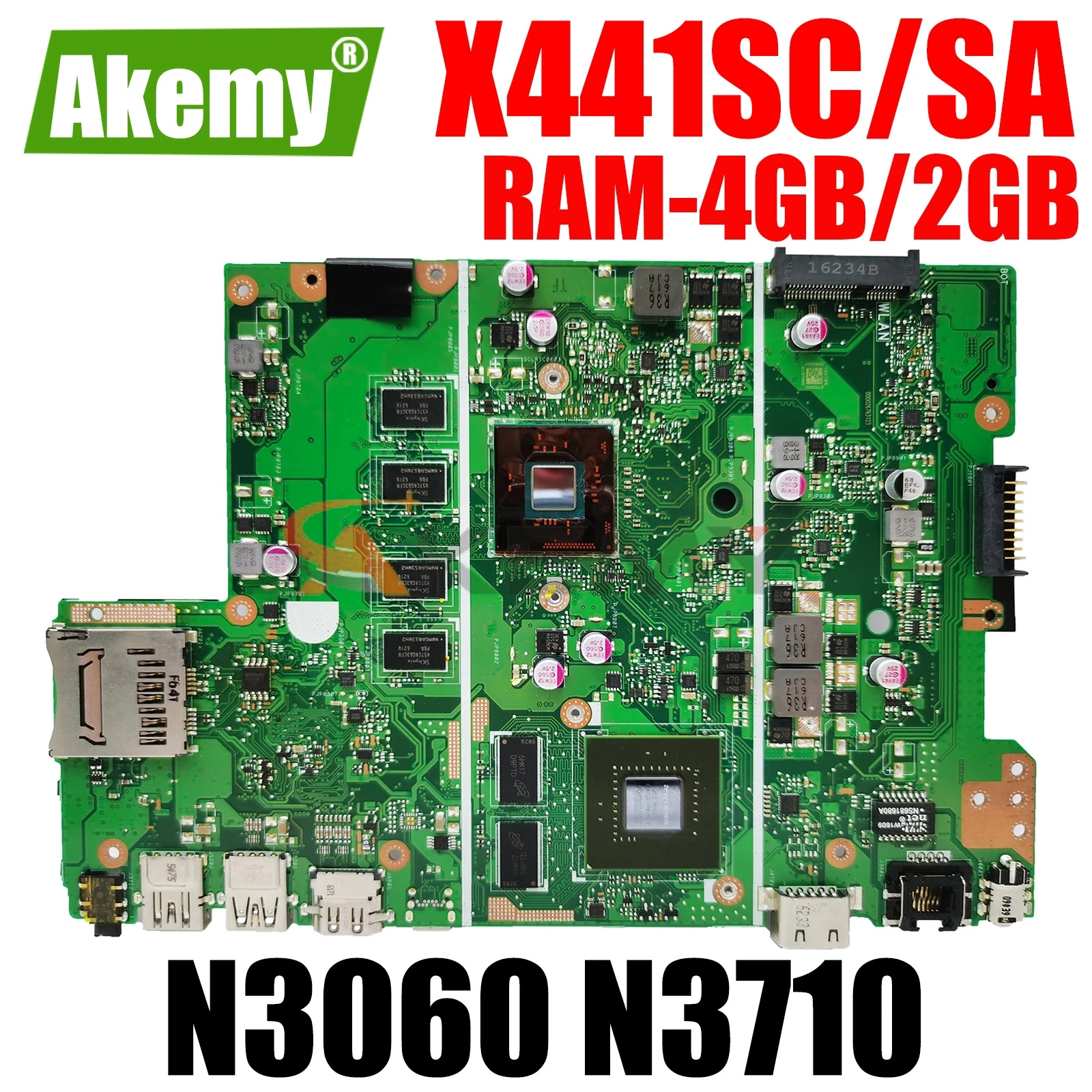 

Laptop Motherboard For Asus X441SA X441SC X441S F441S A441S Notebook Mainboard With N3050/N3060 N3700/N3710 CPU RAM-4GB/2GB