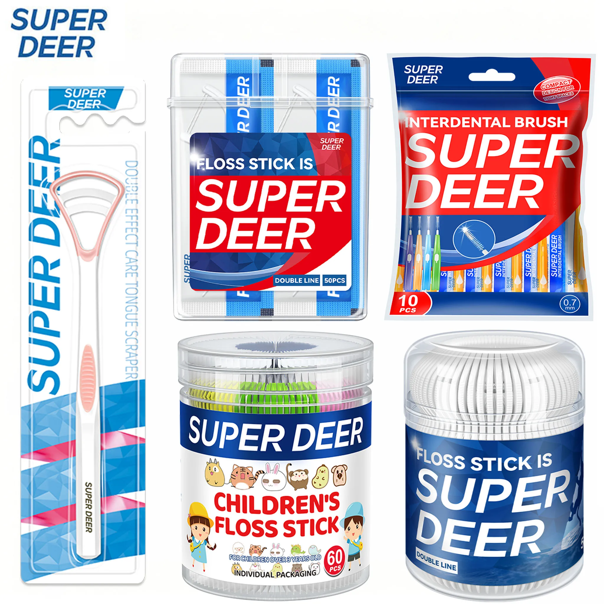 

Super Deer Disposable Interdental Brush Silicone Tongue Scraper Kids Dental Floss Picks Oral Care Tool Convenient Travel Set
