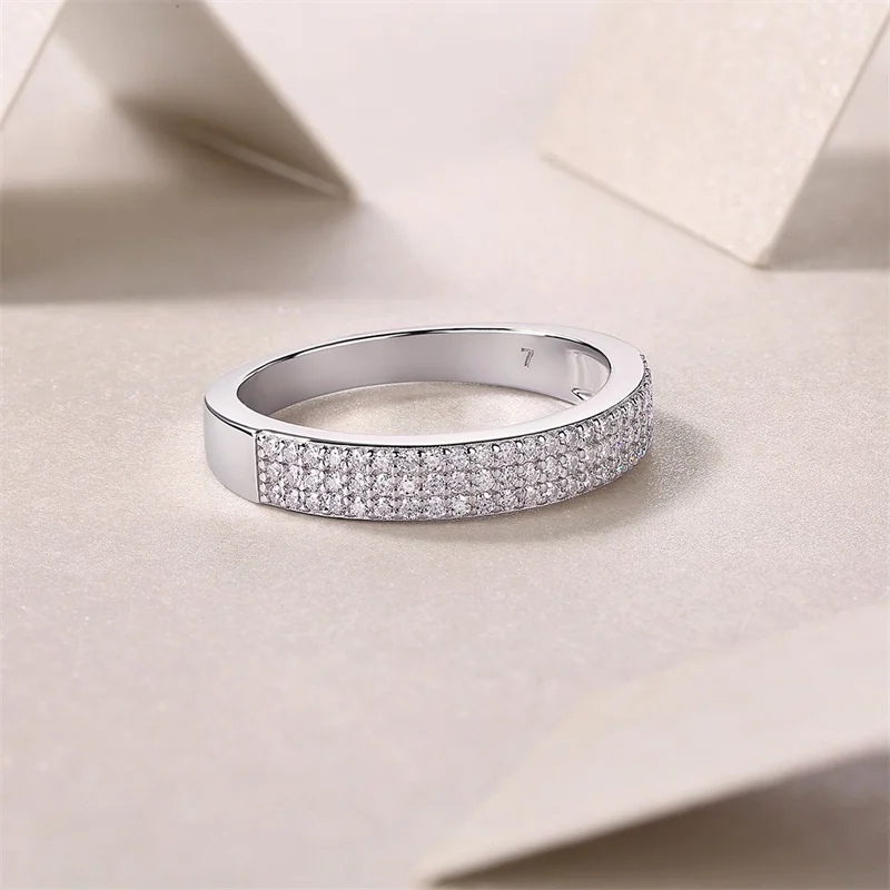 

R13119 Lefei Модное роскошное модное классическое тонкое 3-рядное кольцо с муассанитом для очаровательных женщин s925 Серебряные украшения Подарок на вечеринку