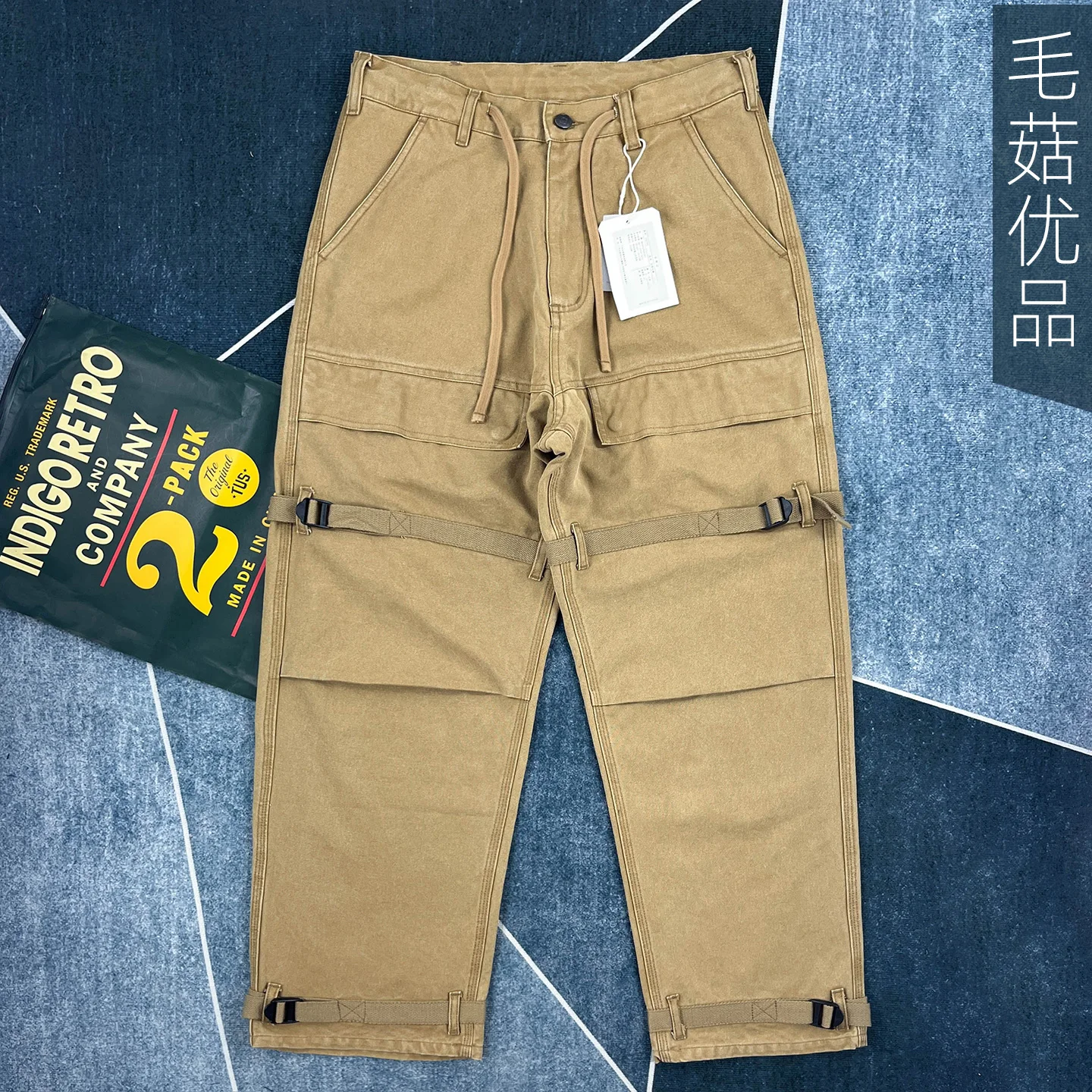 

Heavyweight 100% Cotton Cargo Pants for Men Autumn/Winter Thickened Loose-Fit Multi-Pocket Straight-Leg American Casual Amekaji