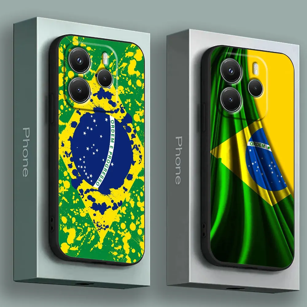 Phone Case for Xiaomi Redmi 15C 14C 12C 13C 4G Redmi Note 15 14 13 12 11 10 Pro Plus 5G 12S Silicone Cover Brazil Brazilian Flag