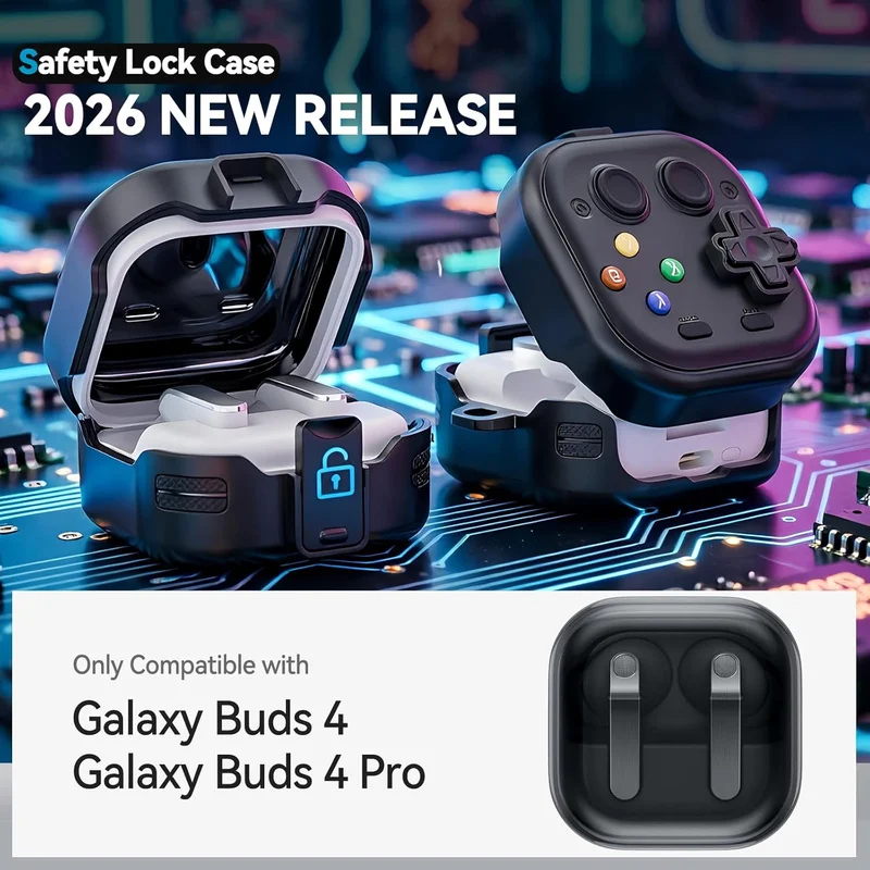 2026 New Buds 4 Pro/Buds 4 3 Case 3D Retro Game Console Cover For Samsung Galaxy Buds 4 /3 Pro With Lock Full Shockproof Cover