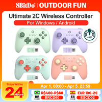 8BitDo Gamepads PC Ultimate 2C Wireless Gaming Controller for Windows 10/11 Steam Raspberry Pi Android Control Hall Effect Stick