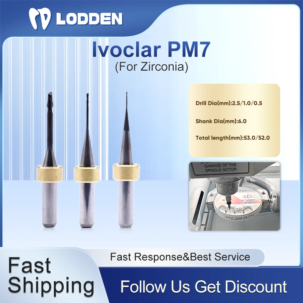 

Ivoclar PM7 Cutters Dental Milling Burs for D6 Shank Grinding& Polishing Zirconia Denture Drills Dental Lab Materials Tools