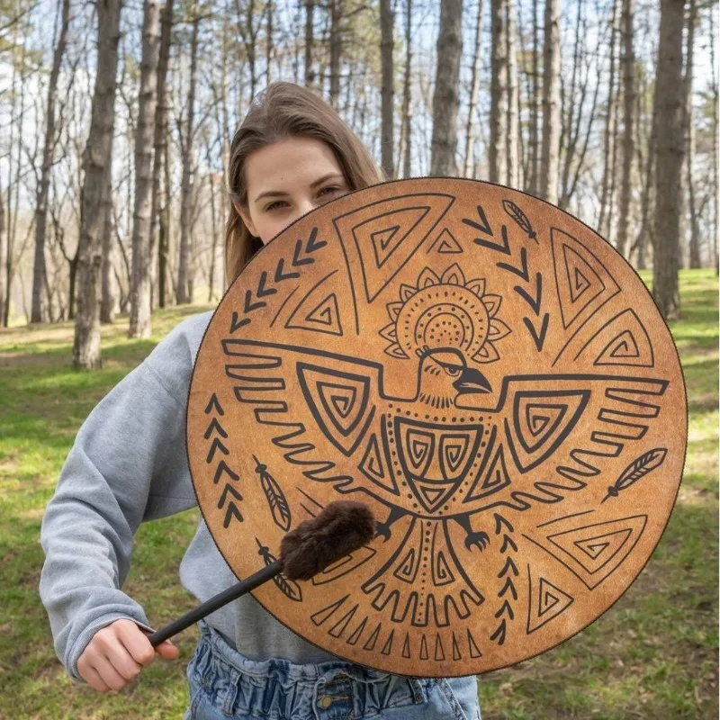 جلد الغنم الشاماني طبل 25 سنتيمتر الطيور نمط شامان طبل الكبار المهنية قرع الطبول الشامانية ممارسة الأدوات الموسيقية #1