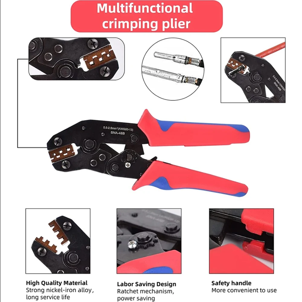 1000 quick splicing crimping terminal 2.8/4.8/6.3mm male/bus spade connector wire terminal with insulating sleeve and pliers