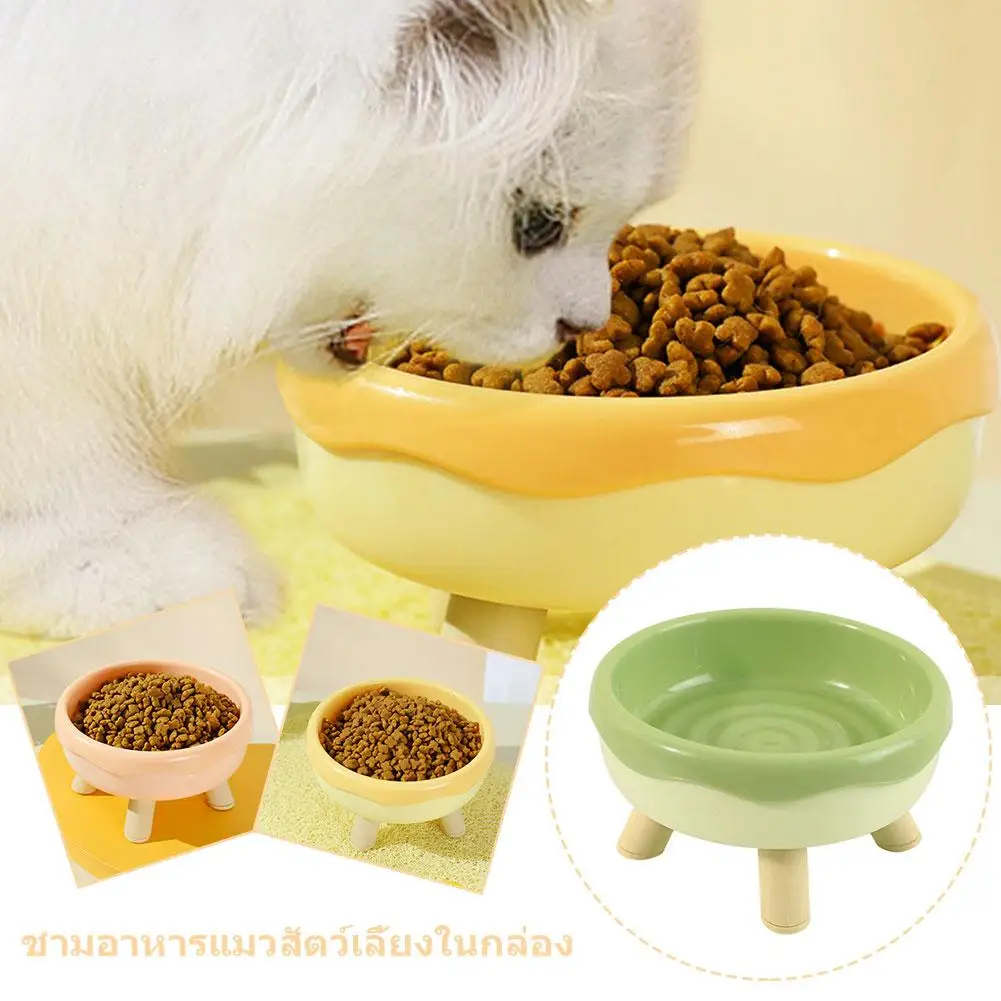 Plastic Donut-shaped 4-corner Anti-neck Spine Cat Bowls Small Feeder Water Dog Bowl Bowls Nonslip With Raised Pet Food Cat W6J9