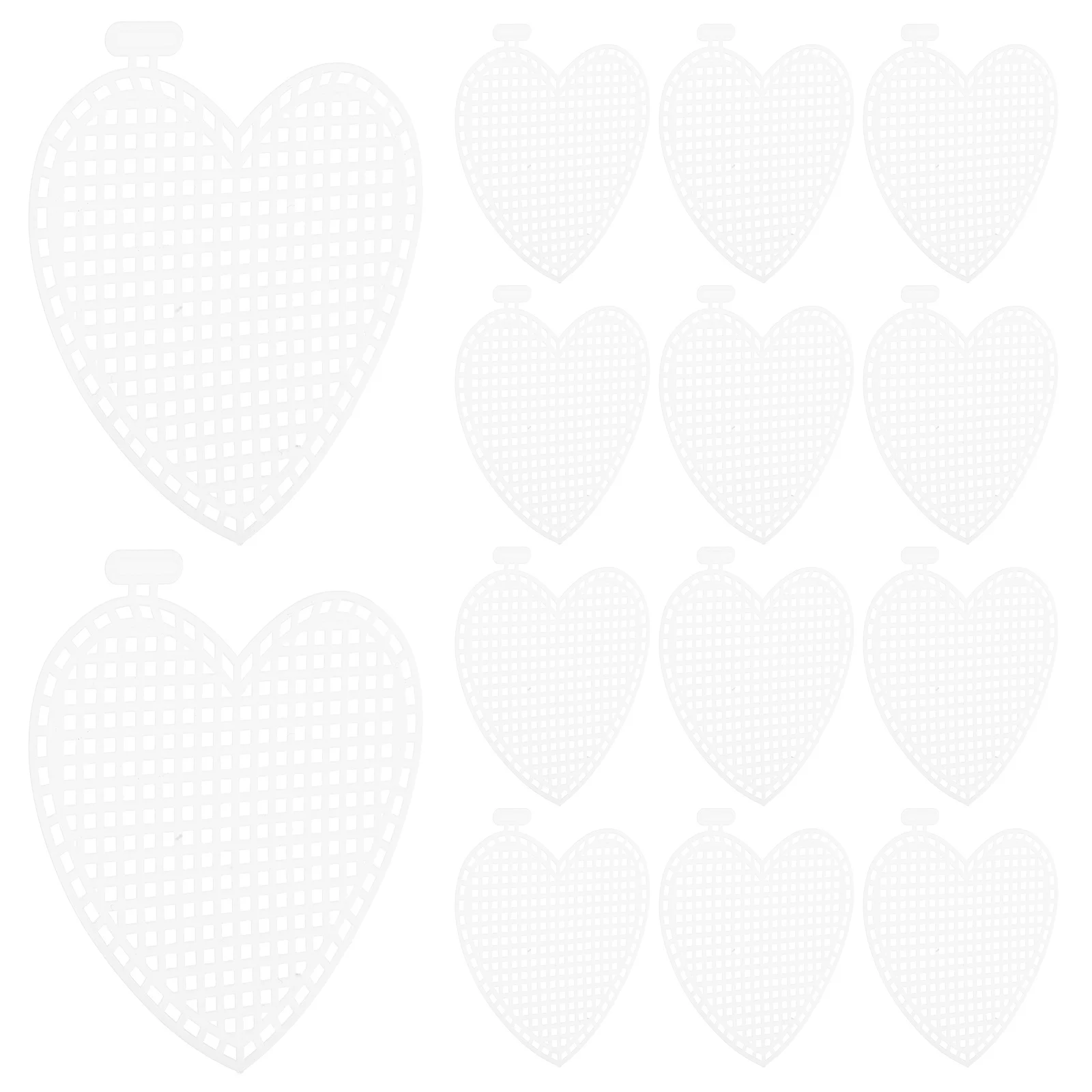 

30pcs White Heart Shape Mesh Canvas For Knitting Crochet Cross Stitch Yarn Crafting Durable Pe Breathable Protective Craft