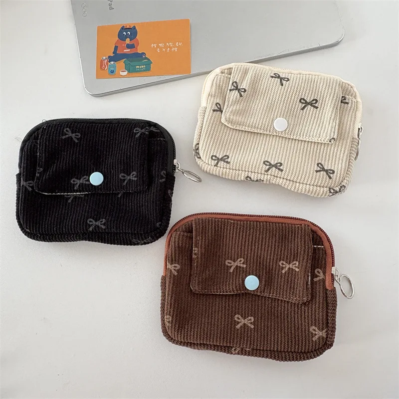 Corduroy portable lipstick and makeup bag, floral women's card bag, coin purse, multifunctional organizing and storage bag