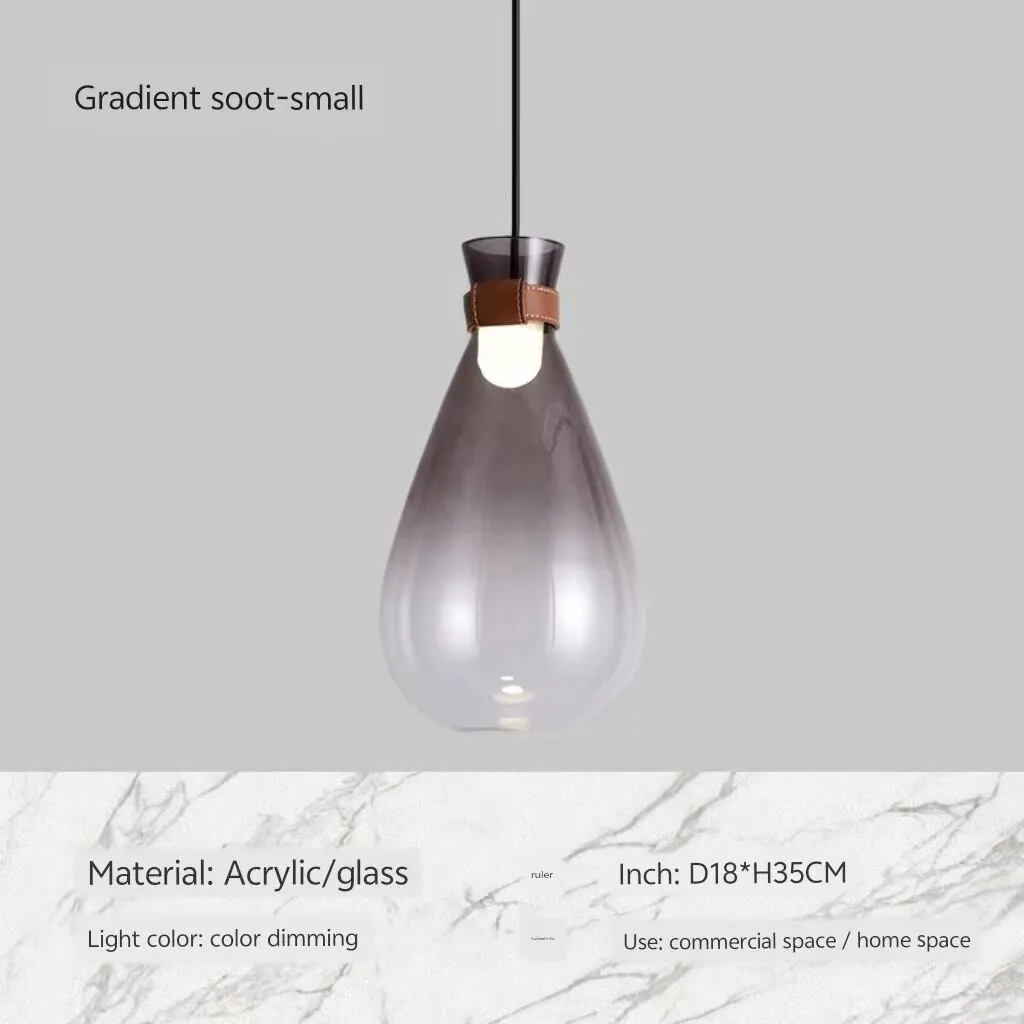 

Floating bottle shaped glass pendant lamp, stairwell belt glass pendant lamp, bar counter restaurant window atmosphere lamp