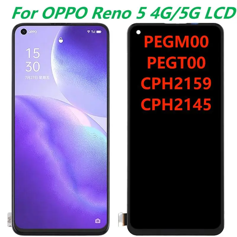 

6,43 "Оригинальный ЖК-дисплей для OPPO Reno 5 с рамкой Reno 5 4G/5G CPH2145 CPH2159 запасная деталь