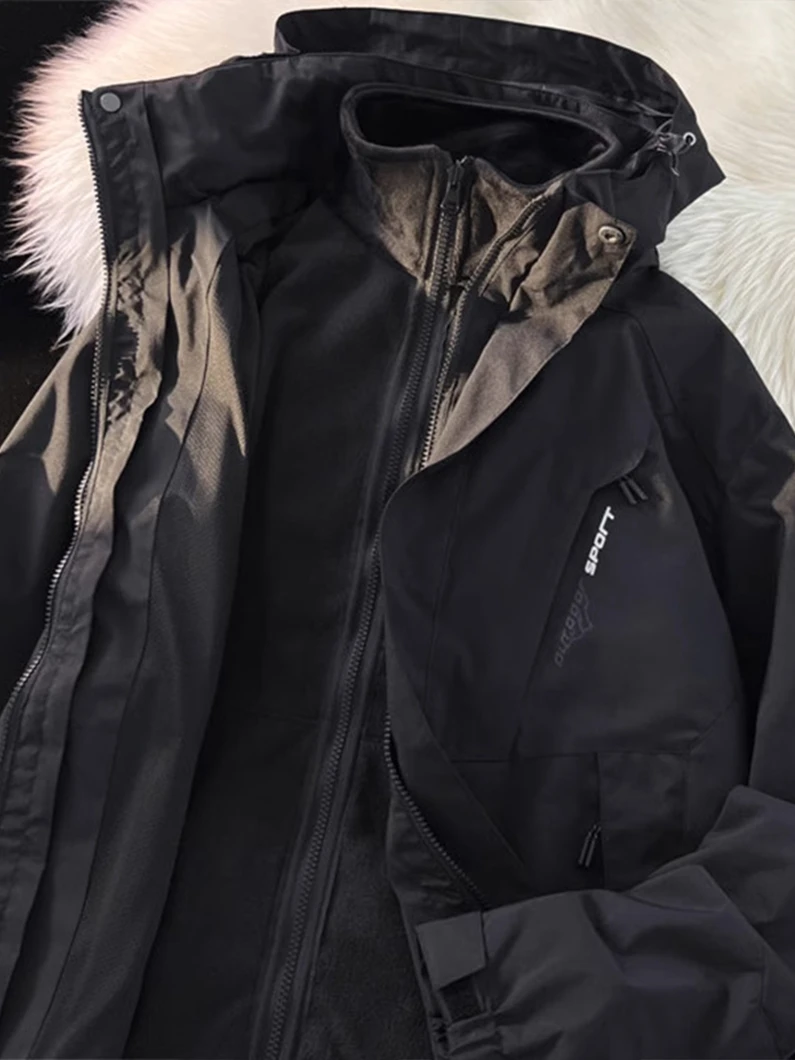 

Men's Tee-in-One Workwear Jaet Outdoor Climbing Spring Autumn Casual Loose Fit Windproof Zipper Decorated Fce Lined