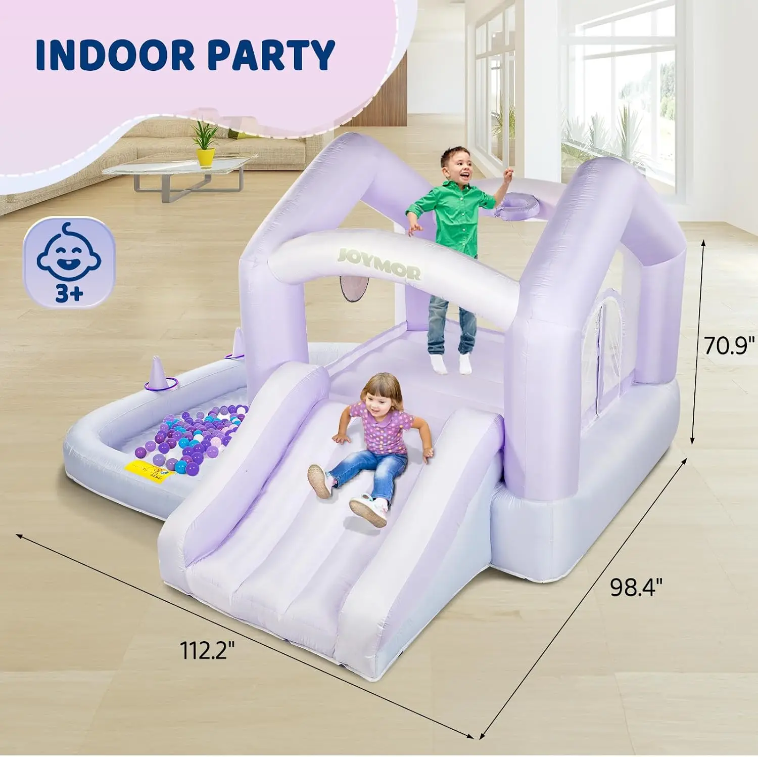 6-in-1 Inflatable Bounce House for Ages 3-6 with Ball Pit Ring-Toss Game Basketball Hoop And Slide Gradient Style New 2026 view 3