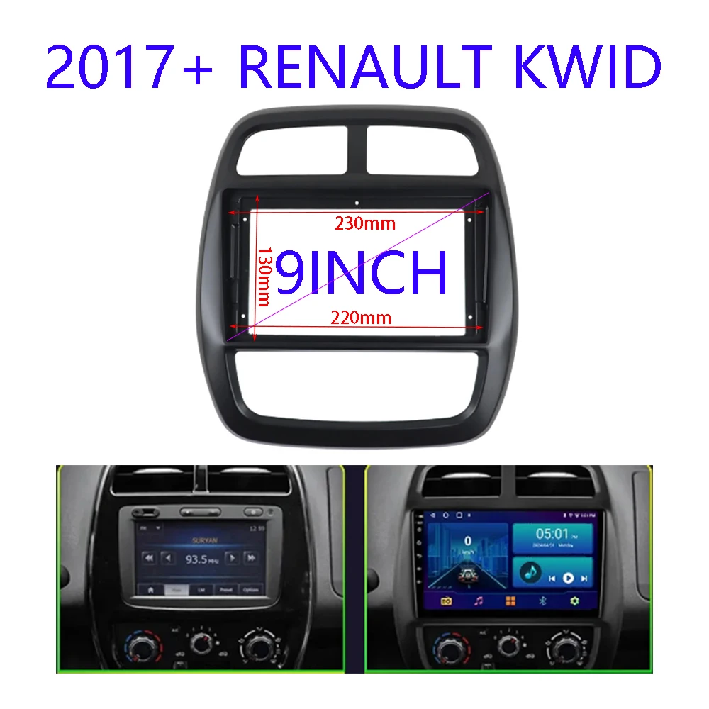 9 Inch Car Frame Fascia Android Radio Audio Dash Fitting Panel Kit For Renault Kwid 2017+