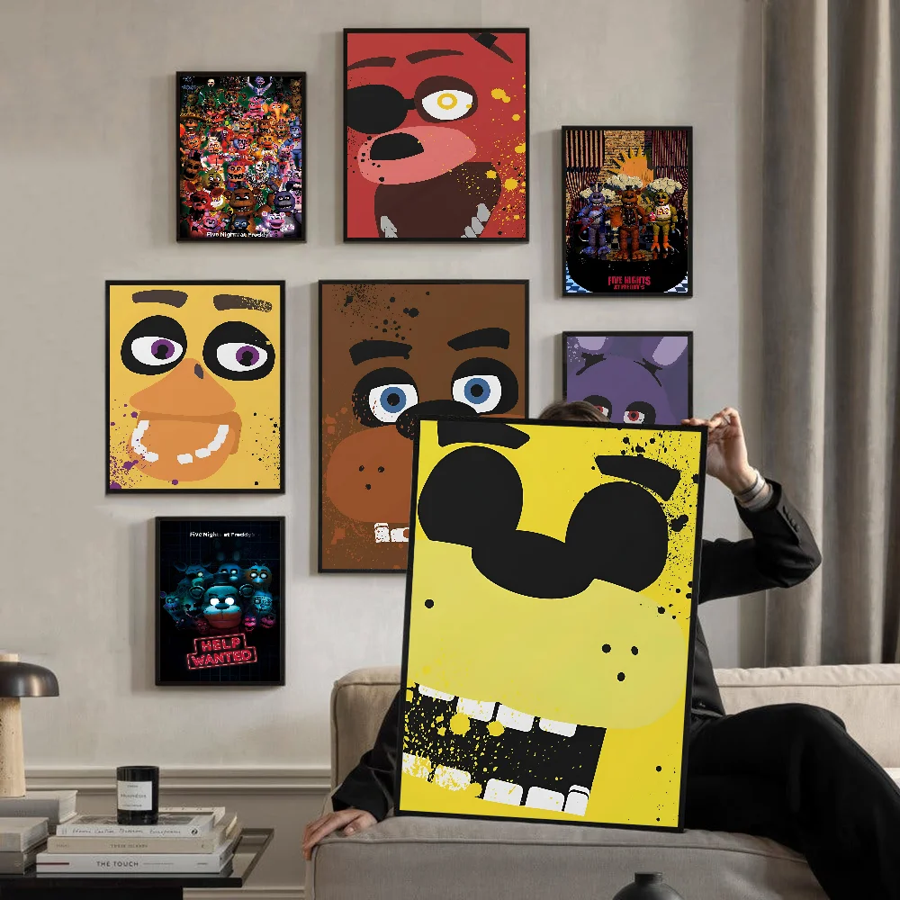 Fnaf Anime Five-nights-At-Freddys Art Anime Posters Sticky HD Quality Wall Art Retro Posters for Home Kawaii Room Decor