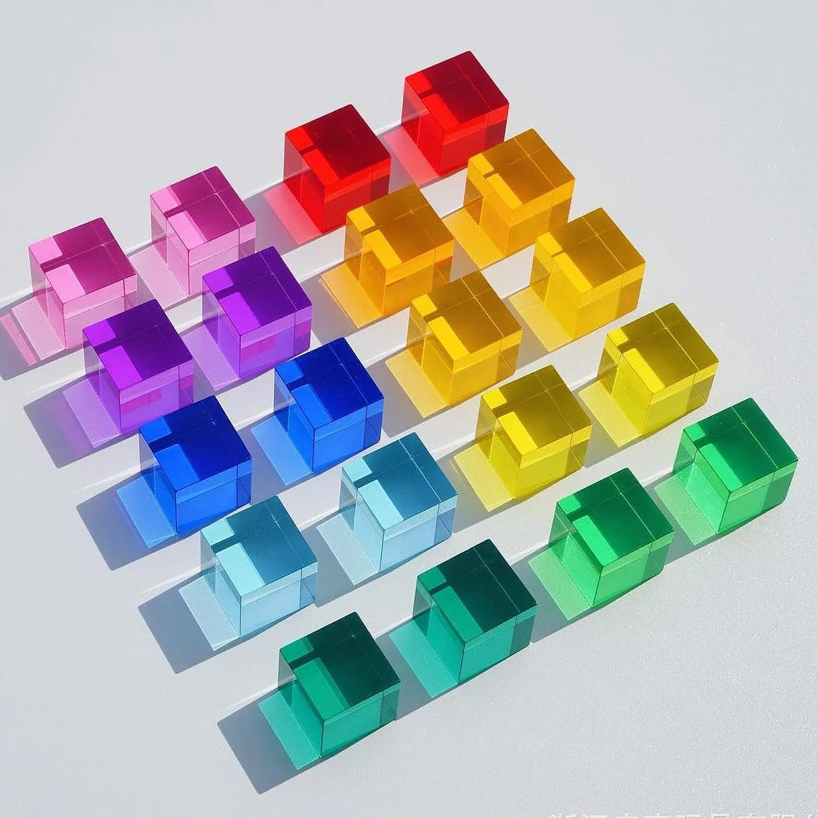 20x Rainbow อะคริลิคบล็อกอาคารของเล่นเพื่อการศึกษาสี Smooth Hand Eye Coordination เกมซ้อนสําหรับชายหญิงเด็กของขวัญ