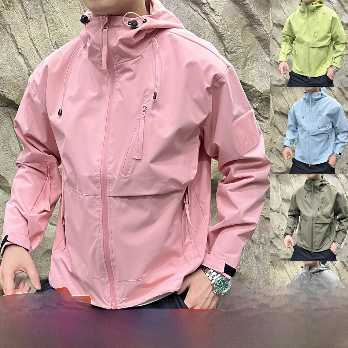 

3D Tailored Lightweight Waterproof Outdoor Jaet for Men And Women Couples Autumn Season Polyester Fiber Stand Fit Zipper...