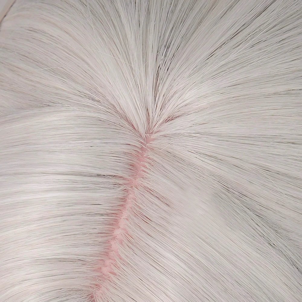 Short Straight White Bun Clip Synthetic Wig Middle Part Anime Game Cosplay Wig Heat Resistant for Daily Party image 5