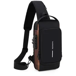 Borsa a tracolla da uomo multifunzione antifurto USB Messenger Pack Borsa a tracolla da viaggio a tracolla da uomo