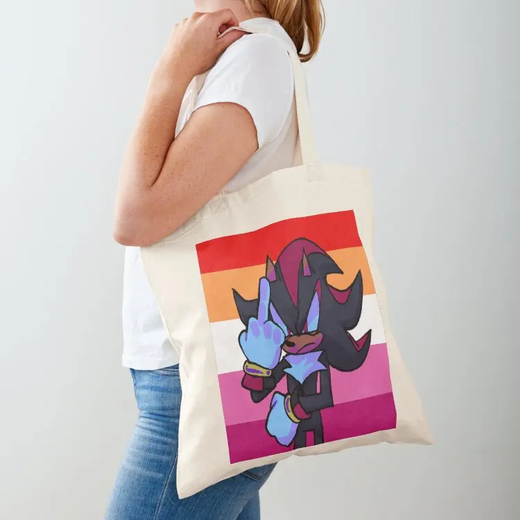

lesbian flag shadow flipping off your enemies Tote Bag shopping cart bags women bag female bag hand bags
