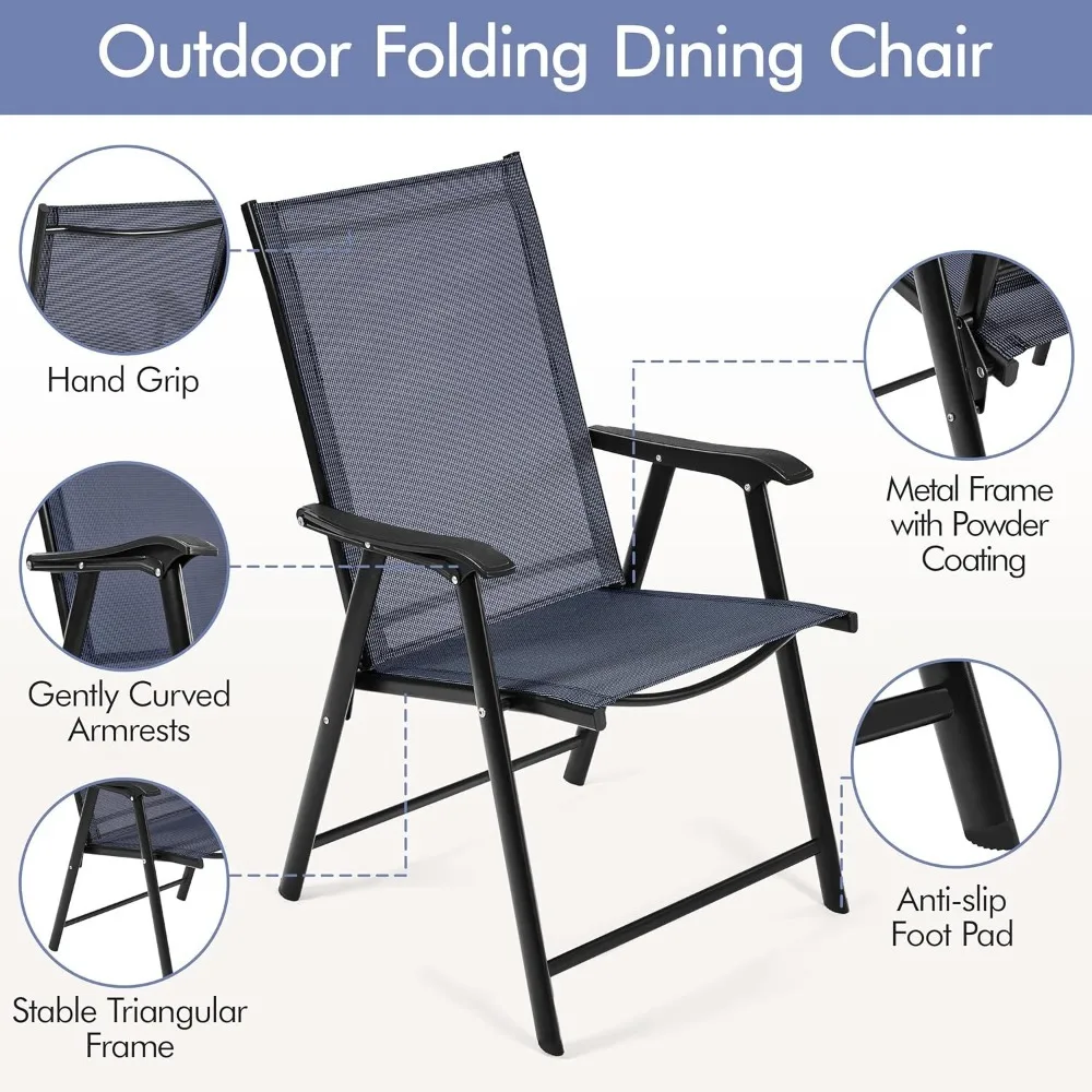 

Outdoor Patio Chairs Set of 4, Portable Dining Chairs with Armrests, Customized
