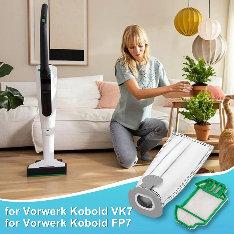 8 sacs d'aspirateur pour Vorwerk Kobold FP7 VK7, sans fil, avec 2 moteurs de protection Pound