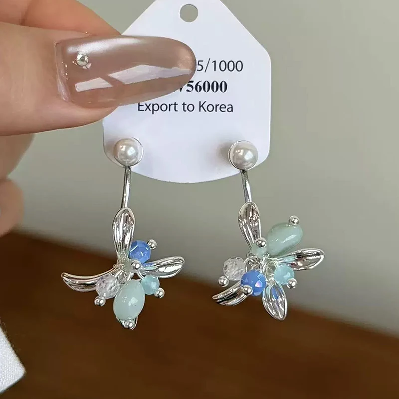GANPUP Süße Blumen-Ohrhänger für Damen, Neue Mode, Silberfarben, Ohrstecker, Schmuck, Party, Valentinstagsgeschenk, сережки – Detail 1