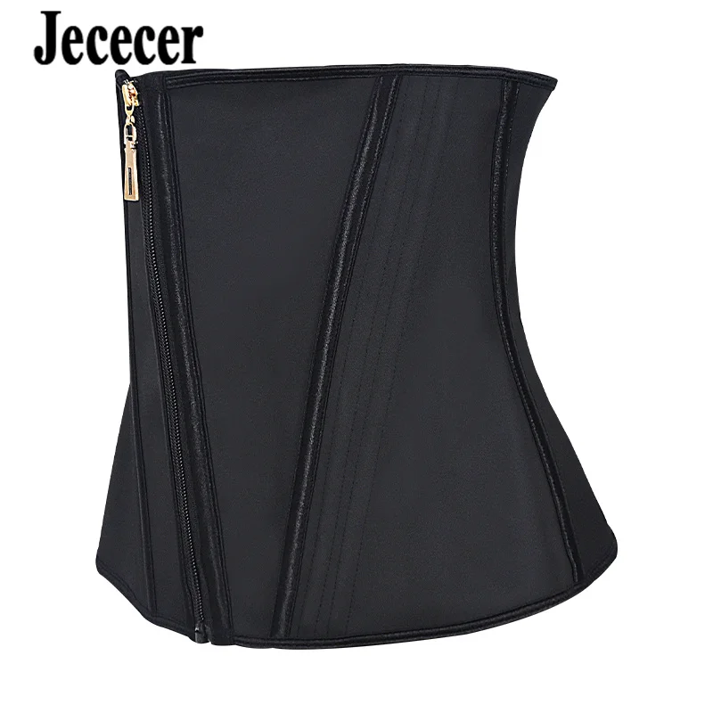 Jececer Latex Waist Trainer Body Shaper Tummy Slimming Female Modeling Strap Double-Layer Steel Bone Compression Belts