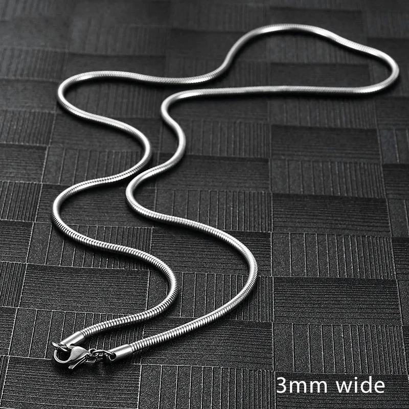 925 Sterling Silver Width 1mm/2mm/3mm Round Snake Chain Fashion 40-75cm Silver Color Necklace For Women Man Jewelry Party Gifts