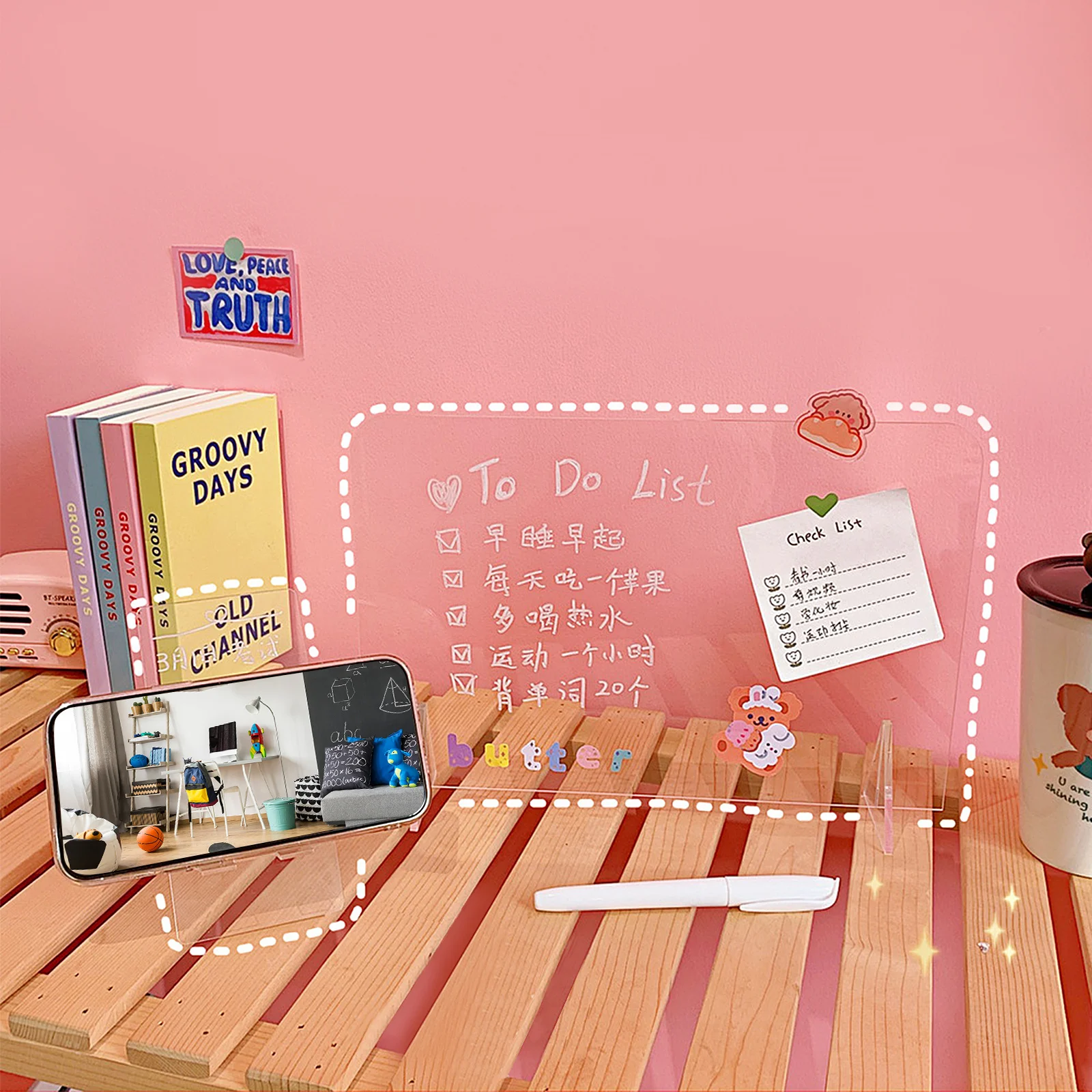 

1Set Acrylic Note Boards Student Message Boards Transparent Creative Sketch Board Children School Supplies Painting Panel