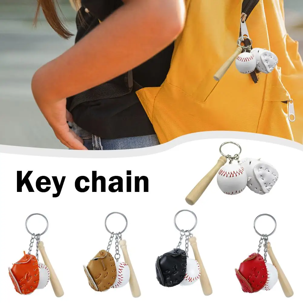 Sports Keychain Table Tennis Pendants Bat Ball Baseball Bat Gloves Racket Key Chain Car Key Chain Decor Fans Keyring